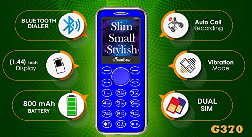 Image of GREENBERRI G370 Keypad Dual Sim Mobile with Slim and Stylish Design, Auto Call Recording, Wireless FM, Bluetooth dialer, King Voice, Vibration