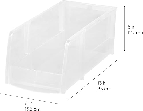 Miniatura 2 de IRIS USA Inc. - Cesta organizadora grande de plástico apilable de 13 x 6 x 5 pulgadas, para refrigerador, congelador, cocina, despensa, gabinete,