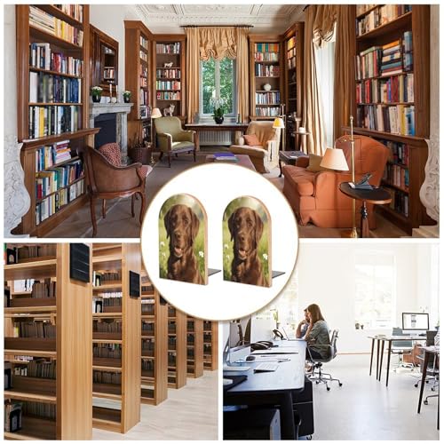 Sujetalibros de madera Brune con base de metal resistente y diseño premium 6