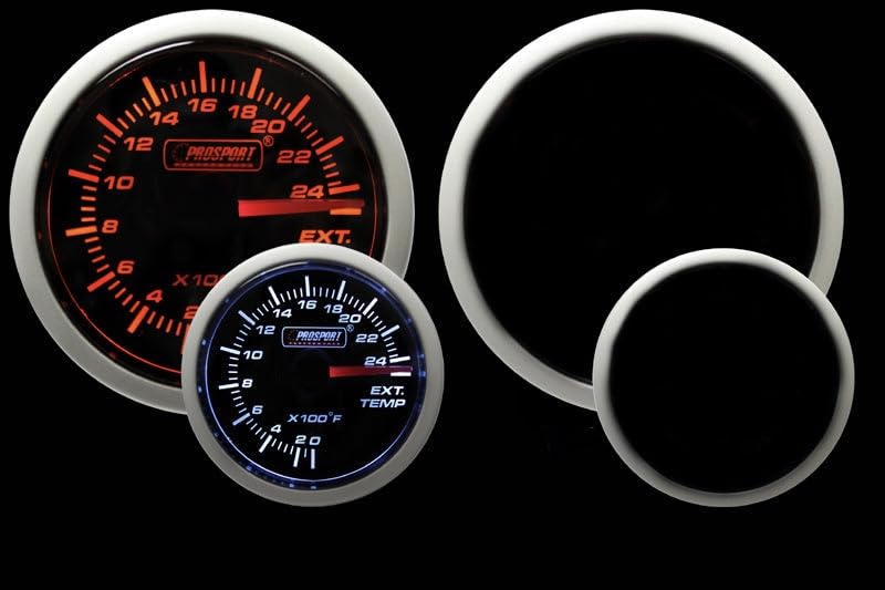 Exhaust Gas Temperature Gauge- Electrical Amber and White Performance Series EGT 60mm (2 3/8") with K Type Temperature Probe