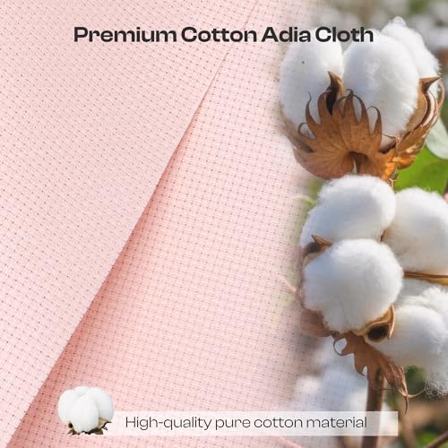 Image of Caydo Large Aida Cloth, 14 Count Pink Cross Stitch Fabric for Craft Embroidery, Handmade Needlework, DIY Handicrafts(28x19 inch)