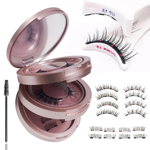 XFSRG Pestañas Magnéticas Pestañas Postizas Magneticas de Larga Duración Pestañas Magneticas Naturales No Requiere Pegamento Fácil de Colocar（Rosa）