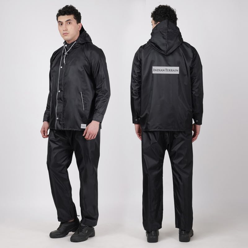 Image of Indian Terrain Men's Rain Coat with Pant and Pocket waterproof and heavy duty