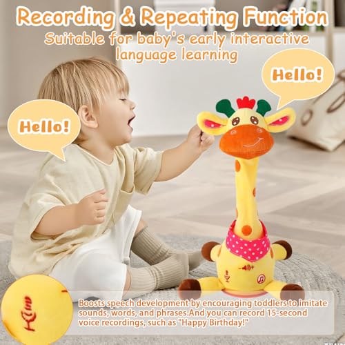 Image of Dancing Talking Giraffe Toy, Singing Musical Giraffe Plush Tummy Time Toys with Volume Adjustment, 10 Children's Songs Light Up Toys, Repeating What You Say, Baby Toys for Boys Girls
