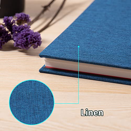 Image of Photo Album Self Adhesive 3x5 4x6 5x7 6x8 8x10 8.5x11 11x10.6 Magnetic Scrapbook Album DIY Length 11x10.6 Inch 40 Pages Linen Cover With Metallic Pen and Accessories (Blue)