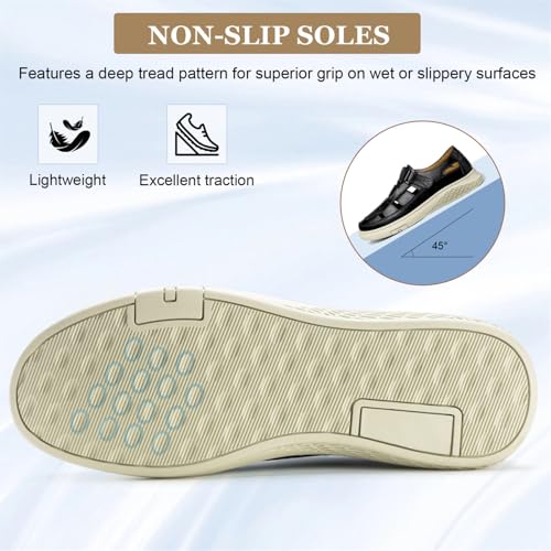 Moodeng Men's Sandals Causal Leather Sandals Outdoor Sport Sandals Lightweight Arch Support Walking Loafers4