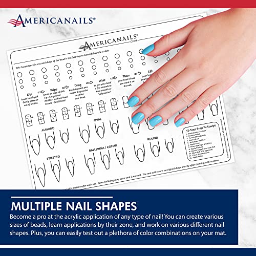 Americanails Acrylic Nail Training Mat - Silicone Trainer Sheet For Application Practice, Flexible Roll Up Pad Template For Acrylic Fingernails, Learn How To Apply Acrylic Nails #TOP5