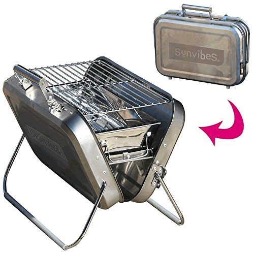 Preisvergleich Produktbild Sunvibes Edelstahl Grill, klein, Silber, 40x29x10 cm