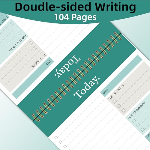 Image of To Do List Notepad 4pcs /Set, Daily Planner, 6.5 inch x 9.8 inch | Undated 52 Sheets, Double Spiral, Waterproof Cover, Checklist Notepad, Office School Oraganized