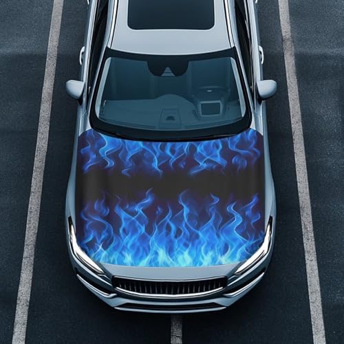Image of Blue Bonfire Car Hood Cover Protector 59x39 Inch Waterproof Sun Proof Car Hood Wrap Blankets Automotive Exterior Accessories for Most SUV Sedans Trucks Pickup