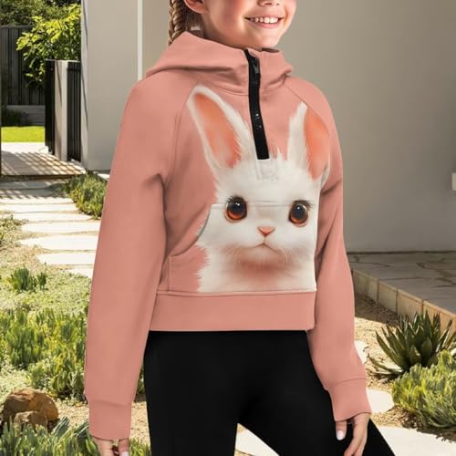 Uourmeti Half Zip Up Sweatshirts for Girls Long Sleeve Drop Shoulder Pullover Hoodies3