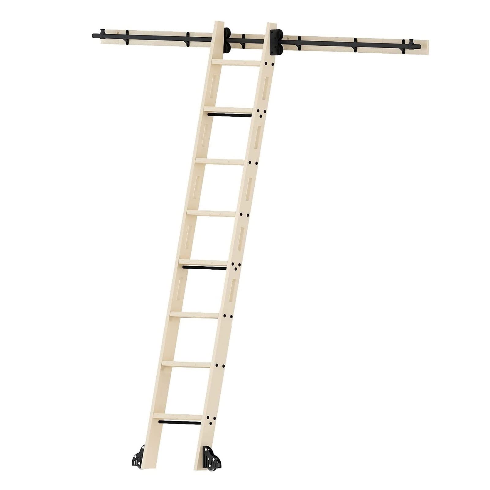 Mobile ladder track， Sliding Library Hardware Rolling Kit 3.3Ft-20Ft,Steel round Tube Sliding Library Hardware Rolling Track Kit