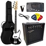 Farbe: schwarz weiß ELEKTROBASS - SET - JAZZBASS SCHWARZ WEIß - E-BASS - GIGBAG-TASCHE - GURT - VERSTÄRKER 45 WATT - STIMMGERÄT - 3x PLEKTREN - KABEL - WEISS- VISION SOUND GITARRE - JAZZ STYLE - JBS-A-W