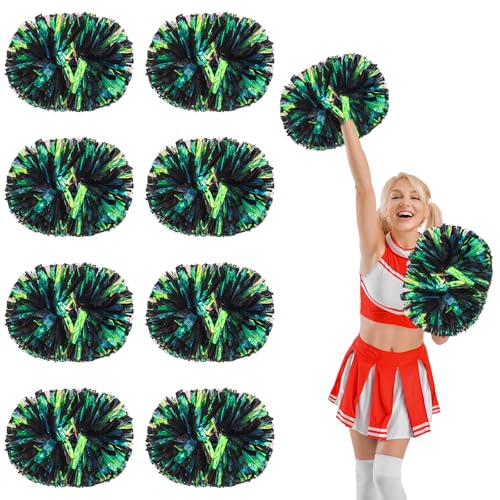 Pompons de cheerleading lot de 8 avec poignée pour danse et sport