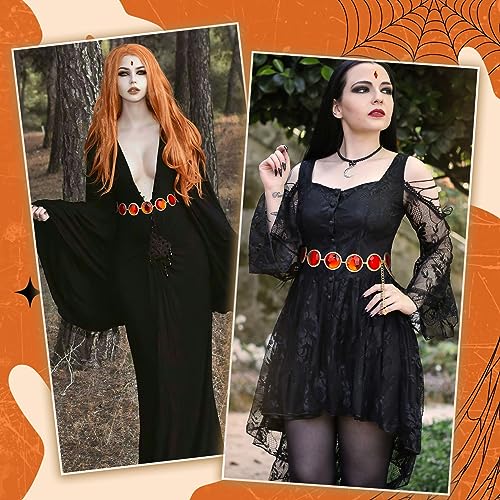 VONMELLI Halloween Cosplay Waist Belt for Women Adjustable Stone Chain Red Gems Belt for Halloween Costumes3