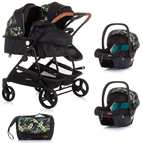 DUO SMART Poussette jumeaux ou enfants rapprochés largeur 79 cm Jungle + 2 cosy jungle