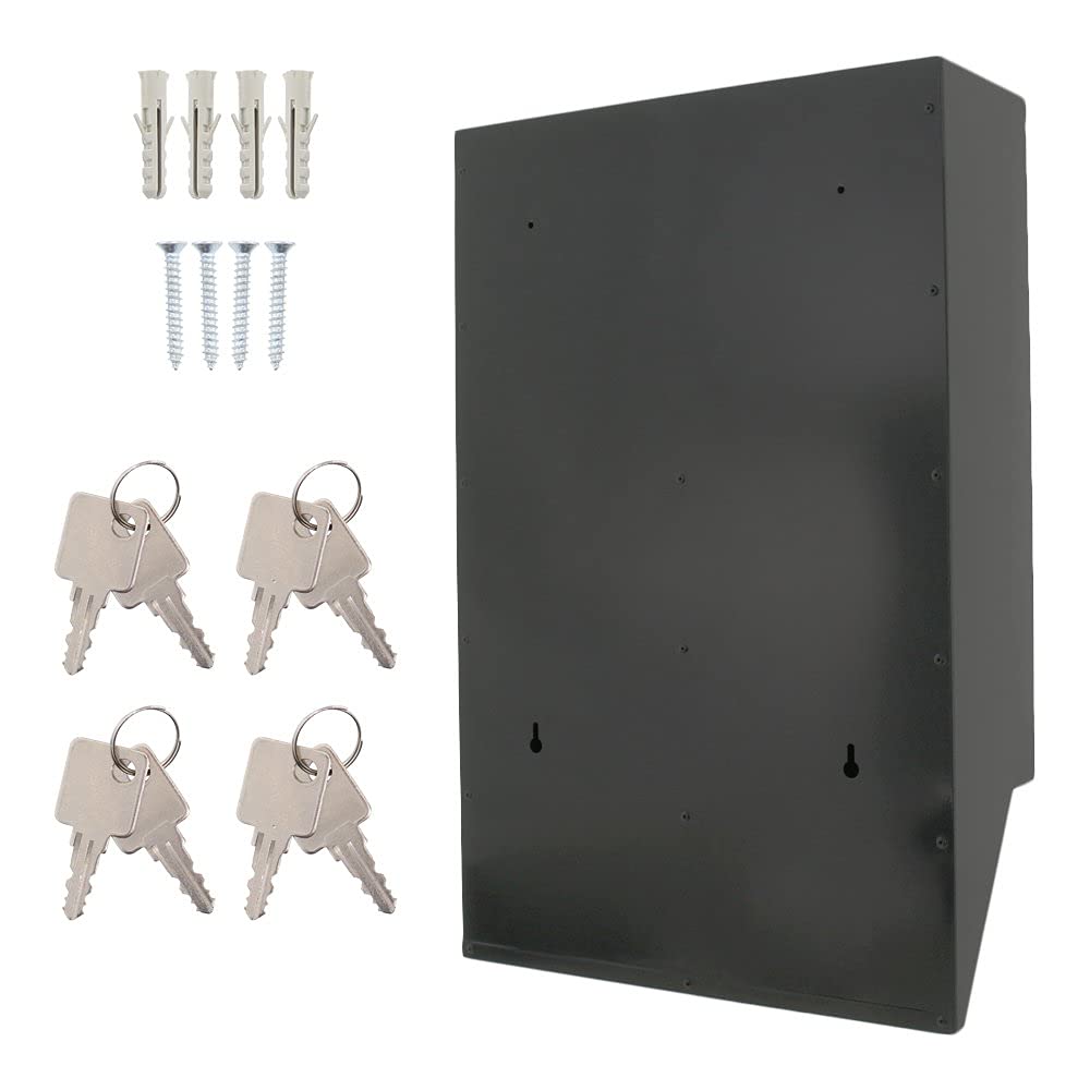 Profirst Cetiri - Cassetta postale in argento nero, lamiera di acciaio, serratura a cilindro, 2 chiavi, HxLxP 600 x 385 x 140 mm, per 4 parti, fissaggio
