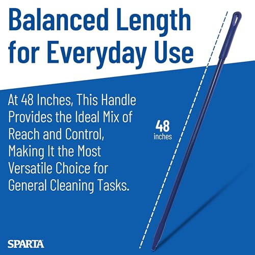 Image of SPARTA 48 inch Fiberglass Replacement Handle with 3 /4 inch Acme Thread Tip, Polyester Veil Reinforced, Hanging Cap, Commercial Cleaning, Blue (Pack of 12)
