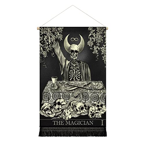 Original Creativity Hanging Posters Prints Canvas Wall Art Banner Geranium Plant Flowers| Abbey Road |Tarot Card Tapestry for Wall Room Decor | 39 x 65 cm (Devil Skull Moon Tarot Card)