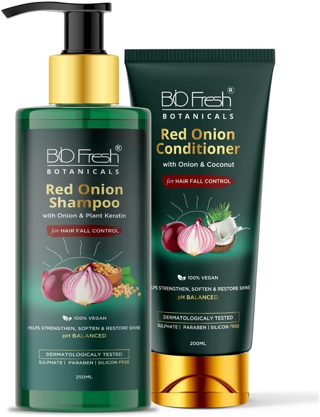 BioFresh Botanicals Red Onion Shampoo & Conditioner Combo For Hair Fall Control & Hair Growth Suitable for all Hair Types (Pack of 2)