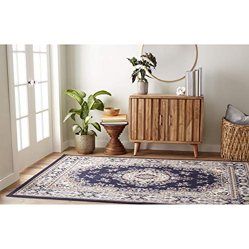 Home Dynamix Premium Sakarya Traditional Oriental Area Rug 5'2"X7'4" Medallion Navy Blue Brown Ivory #TOP1