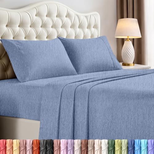 Image of Utopia Bedding Queen Sheet Set - 4 Piece Bed Sheets for Queen Size Bed, Soft and Breathable Microfiber, Includes 1 Fitted Sheet, 1 Flat Sheet and 2 Pillowcases (Heather Navy)