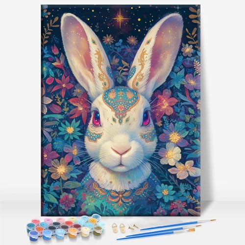 CUTE BUNNY ANIMAL toile encadrée à peindre 16 x 12 po décor