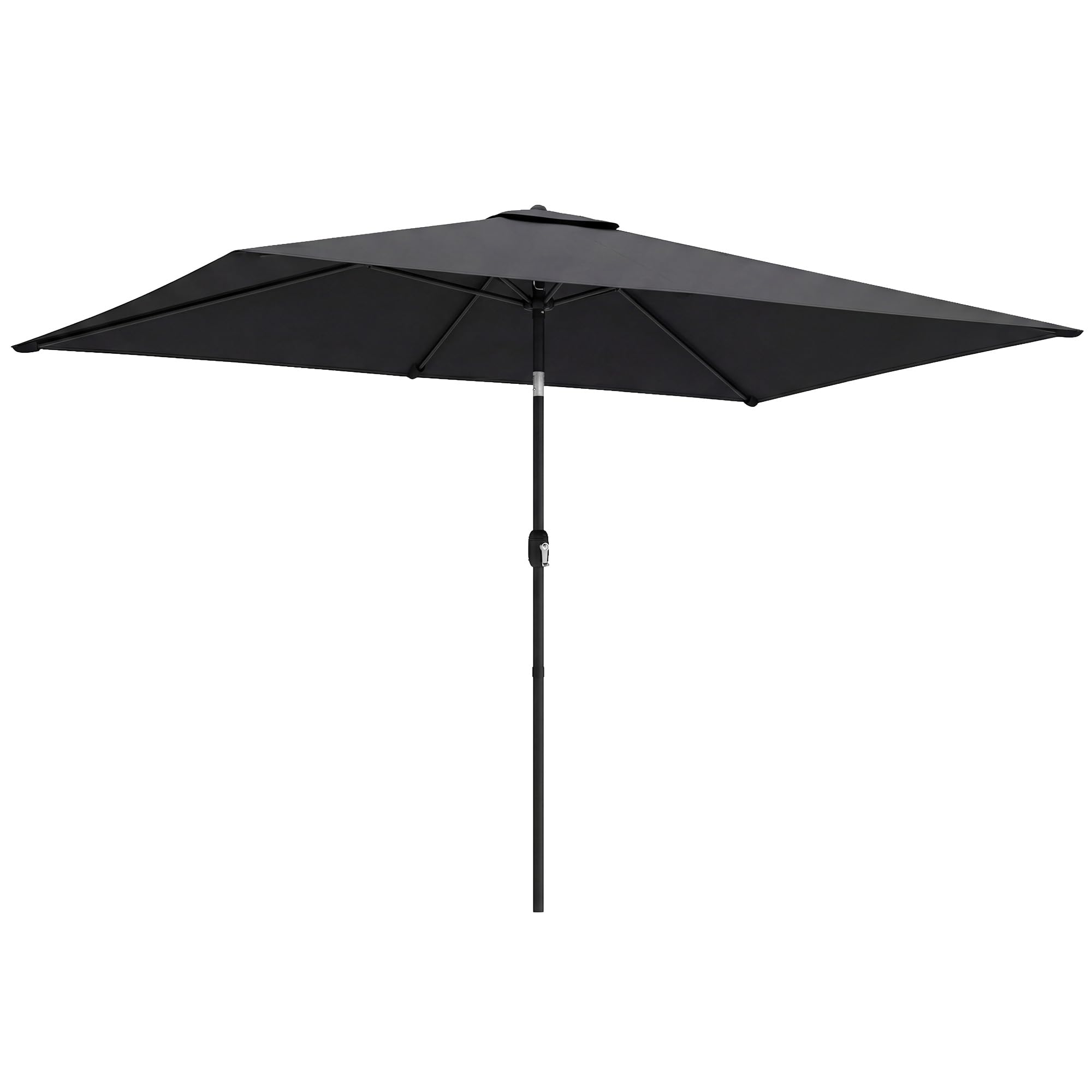 Outsunny 3x2m Garden Parasol, Parasol Umbrella with Crank Handle, Tilt Function, Polyester Canopy, Outdoor Table Umbrella for Patio, Garden