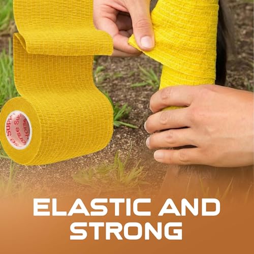Image of Premium Bulk Self Adhesive Bandage Wrap for First Aid, Athletics, Medical & Animal Wounds - Non-Woven Elastic Cohesive Vet Tape for Wounds, Strains & Sprains - 24 Rolls, 4 Inch by Prairie Horse Supply
