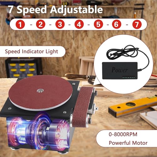 Ponceuse électrique d'établi mini machine 3 en 1 anti vibration 7 vitesses