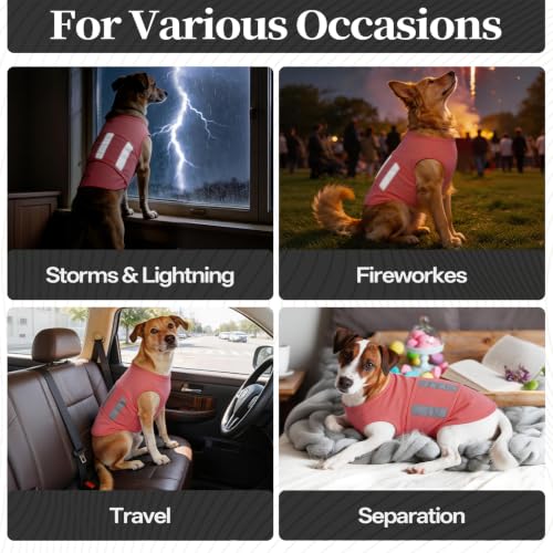 Image of Dog Anxiety Calming Vest, Gentle Compression Anxiety Suit for Dogs | Breathable Dog Calming Wrap for Separation Anxiety, Lightning, Storms, Fireworks, Vet Visits, Pink XL