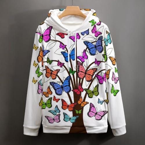 Hoodie arbre à papillons UMENG pull unisexe à capuche S - 4