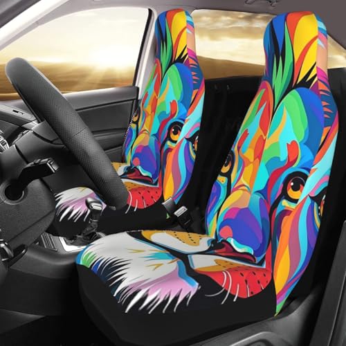 Housses de siège voiture universelles SUV berline motif lion coloré doux