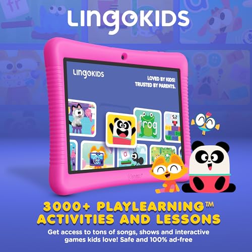 Image of Contixo K102 10 inch Kids Tablet Bundle - HD Learning Tablet & Sleeve Bag for Kids Ages 3-7, Includes Learning Educational Apps, Parental Controls, Android, Dual Camera - Pink