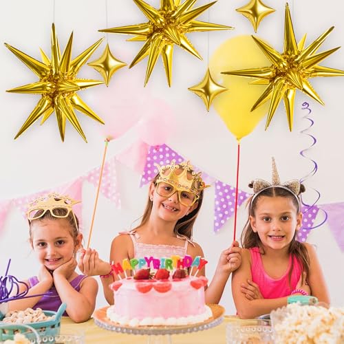 Image of TONIFUL 18Pcs 22Inch Gold Large Explosion Star Mylar Balloons and 10Inch Four Pointed Star Balloons Set for Christmas New Year Birthday Wedding Bridal Shower Anniversary Photo Booth Supplies