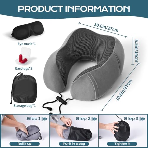 Coussin De Voyage Avion : Coussin de Voyage, Oreiller de Voyage Memoire de Forme Adultes, Couss... – Image 2