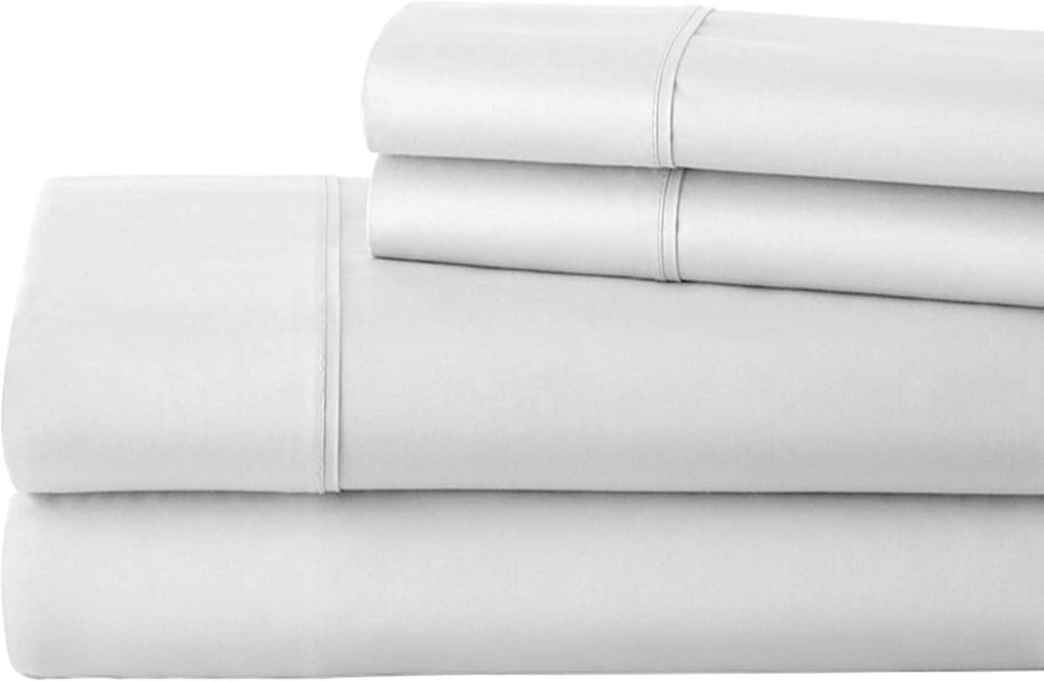 Percale 500 Thread Count Queen Size Sheets 100% Egyptian Cotton 4 PC Sheet Set, Crisp & Cool Percale Weave, Fits Upto 28 Inch Extra DEEP Pocket - White - Thumbnail 3