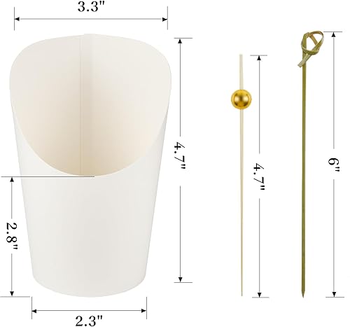 Miniatura 9 de Ocmoiy 50 tazas  50 bolsas  200 palillos de papel kraft con bolsas de plástico transparente y púas de cóctel 2 tipos tazas desechables de papel