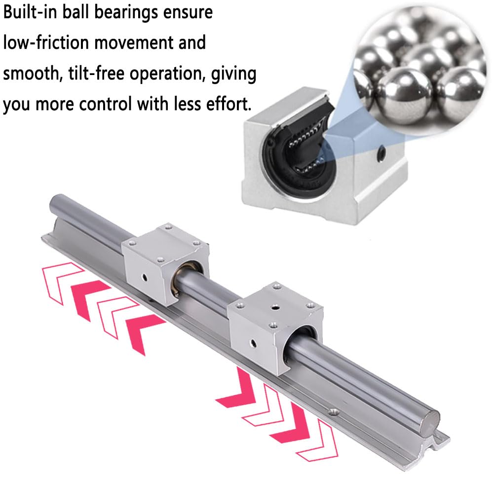 Guida Lineare SBR16 500mm - Set Con 2 Alberi E 4 Blocchi, Per CNC Fai-Da-Te - Foto 2
