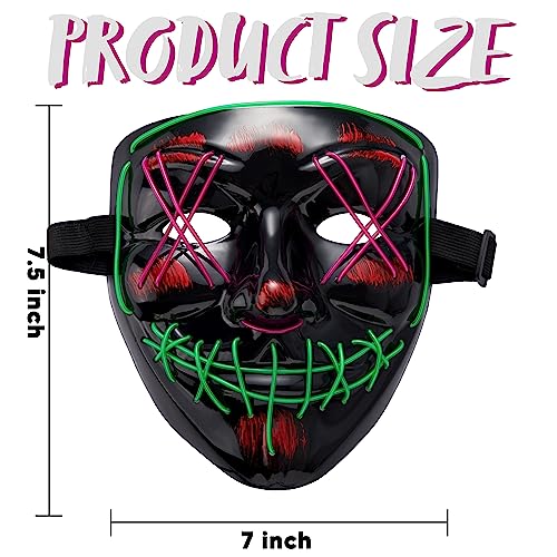 Image of JOYIN Halloween Led Mask, Light Up Mask and Gloves for Cosplay Costume (Green & Purple), 3 Modes Scary Glow in The Dark Masks for Boys Girls Halloween Party Dress Up Accessories, Gifts Giving