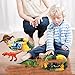 HOMOFY Dinosaur Toys 192Pcs Race Car Flexible Track, Create a Road,3 Dinosaurs,2 Cars Vehicle Playset,Perfect Birthday Toys for 3 4 5 6 Year Old Boys and Girls Kids