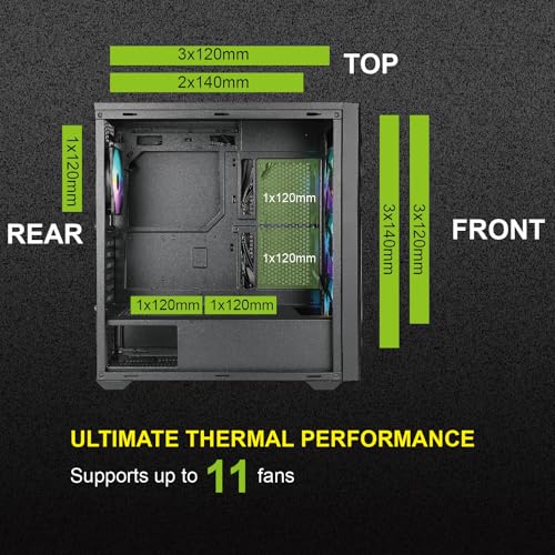 Gabinete para PC AZZA CSAZ-490 Torrent, Torre Media ATX, panel de vidrio templado, para gaming miniatura 5