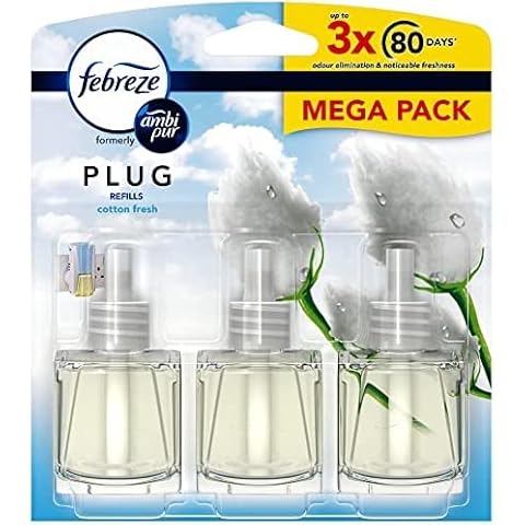 3 X 20ML AMBI PUR FEBREZE PLUG IN REFILL AIR FRESHENER - COTTON FRESH Cover