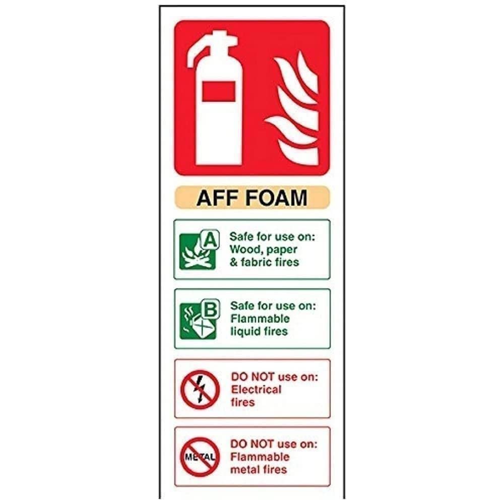 V Safety Aff Foam Id Fire Extinguisher Sign - 75mm x 200mm - 1mm Rigid Plastic