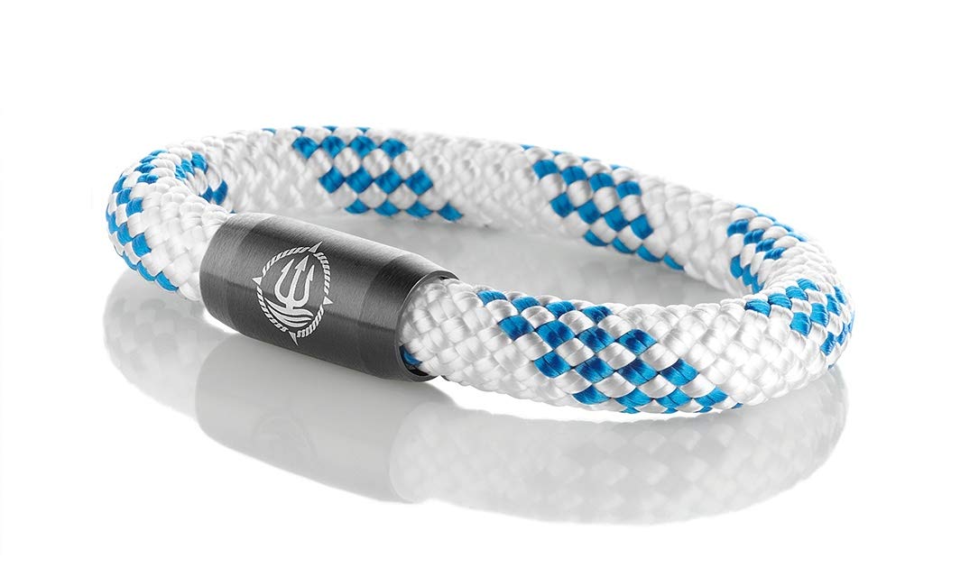 Maritimes Seemannsgarn Segeltau Armband Rügen weiß-blau 8mm