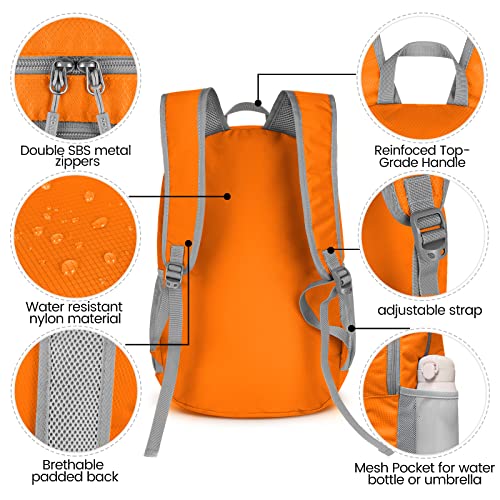 Image of ZOMAKE Ultra Lightweight Hiking Backpack 28L, Packable Small Backpacks Water Resistant Daypack for Women Men(Orange)