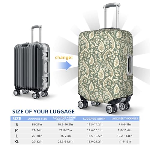 Luggage Cover - Cyan Pattern Retro Print Travel Suitcase Covers For Luggage, High Elasticity Suit Case Cover Protector Fits 18-32 Inch2