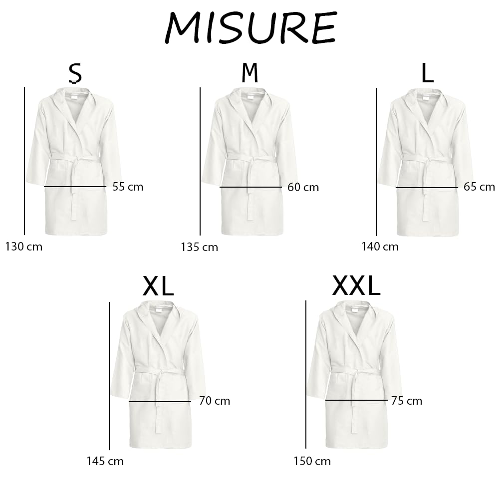 Dorian Home Accappatoio In Microfibra Uomo Donna Unisex Con Pratiche Tasche e Cappuccio - 19 Colori Disponibili - No Stiro