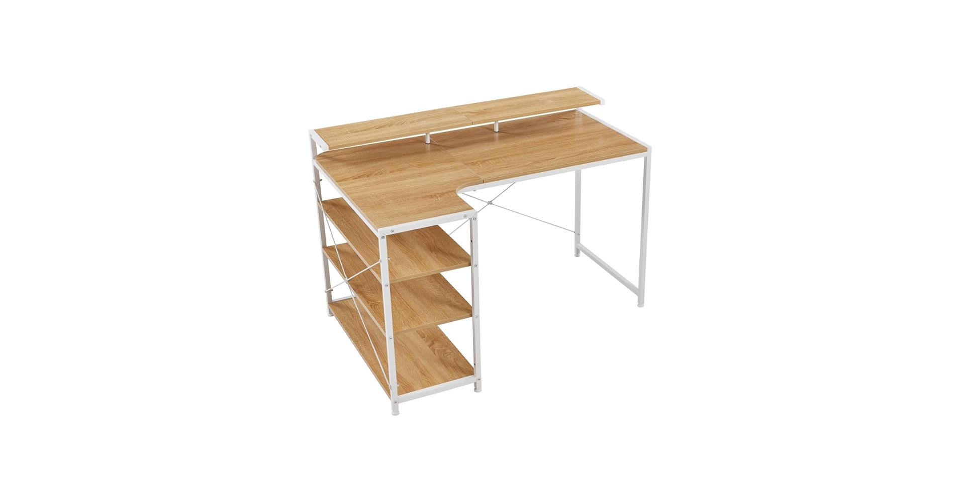 Amazon.co.jp: Laovyarw パソコンデスク L字 120cm 3段ラック付