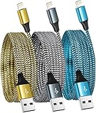 iPhone Charger Cable 6FT 3Pack USB Lightning Cable [Apple MFi Certified] Nylon Braided Long iPhone Fast Charging Cord Compatible with iPhone 14/13/12/11 Pro Max/XS MAX/XR/XS/X/8/7/Plus/6S/6/SE/5/iPad